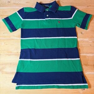 Ralph Lauren Kids Polo Shirt in Green and Navy Stripes